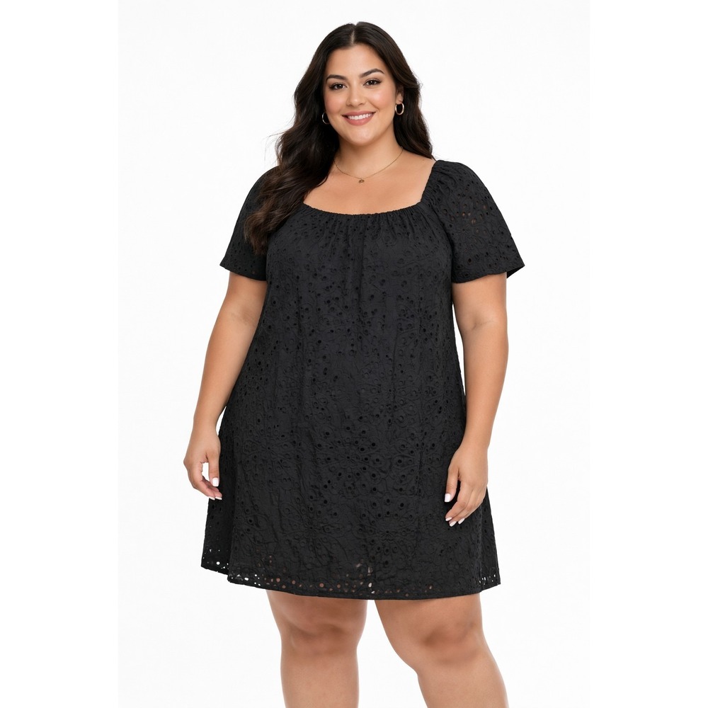 Lane Bryant Eyelet Black Dress  Size 22/24 Spring Summer